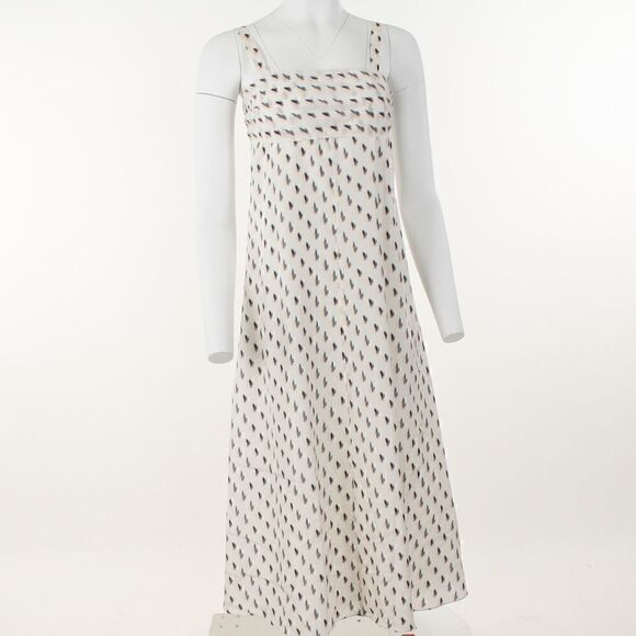 Theory Floral Ikat Print Silk Tie Back MIDI Dress - Picture 2 of 5